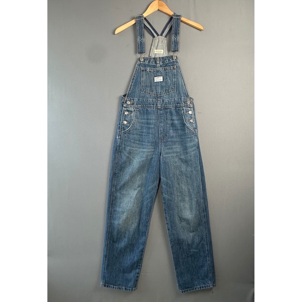 Levis Premium Denim Overalls Womens XS Medium Wash Straight Leg 85315-0014